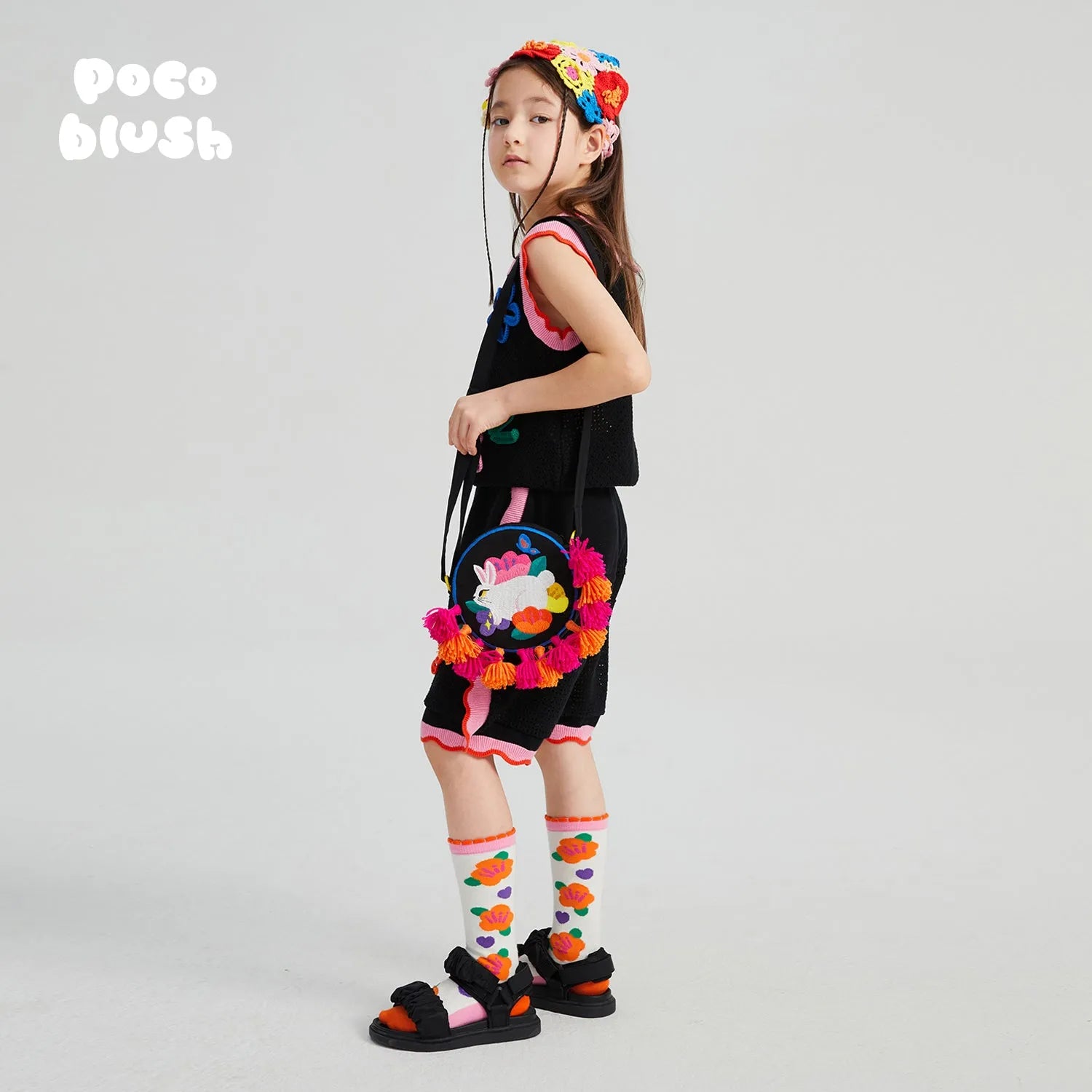 Poco Blush Camellia Jacquard Knee Socks