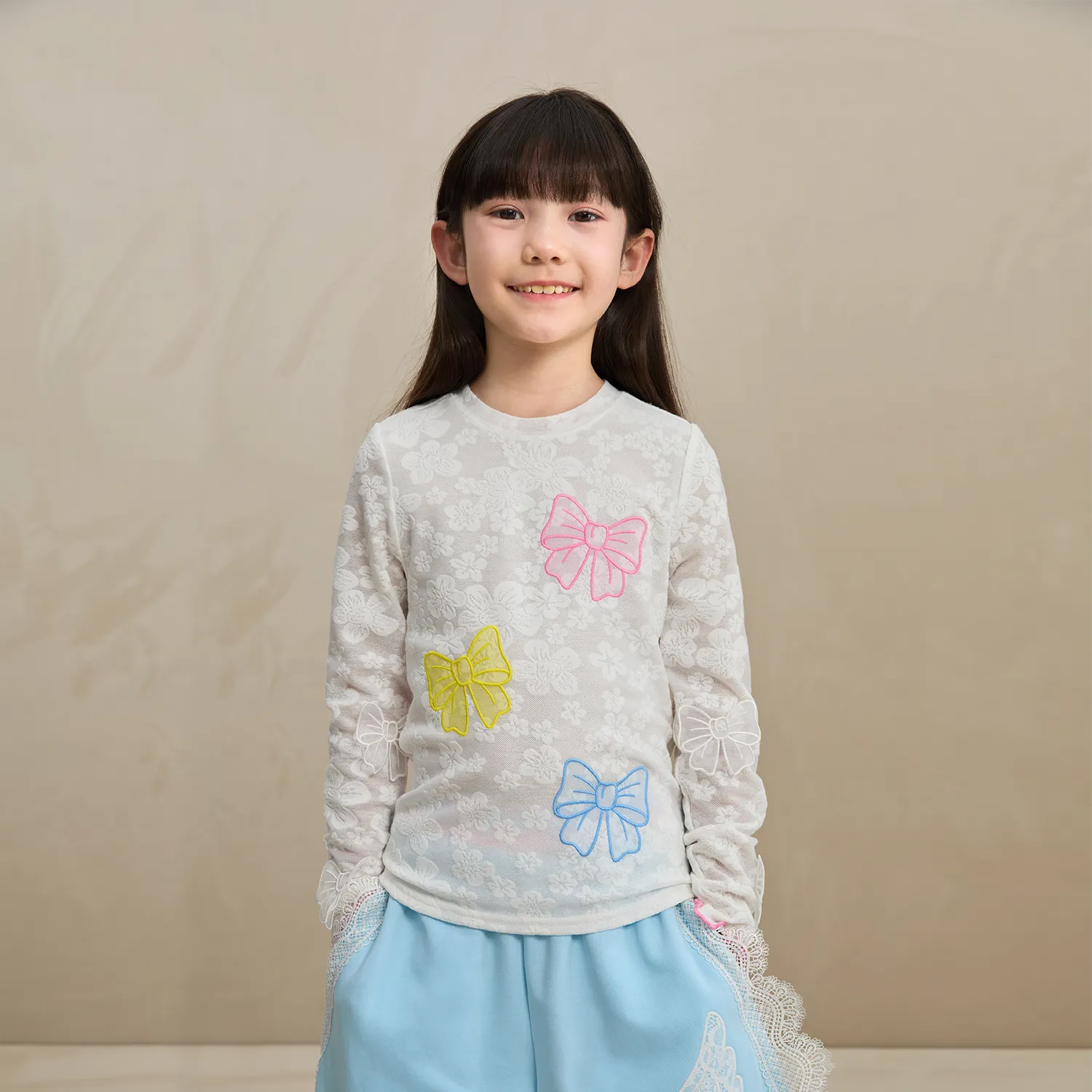 Poco Blush Butterfly Lace Mesh Layering Top