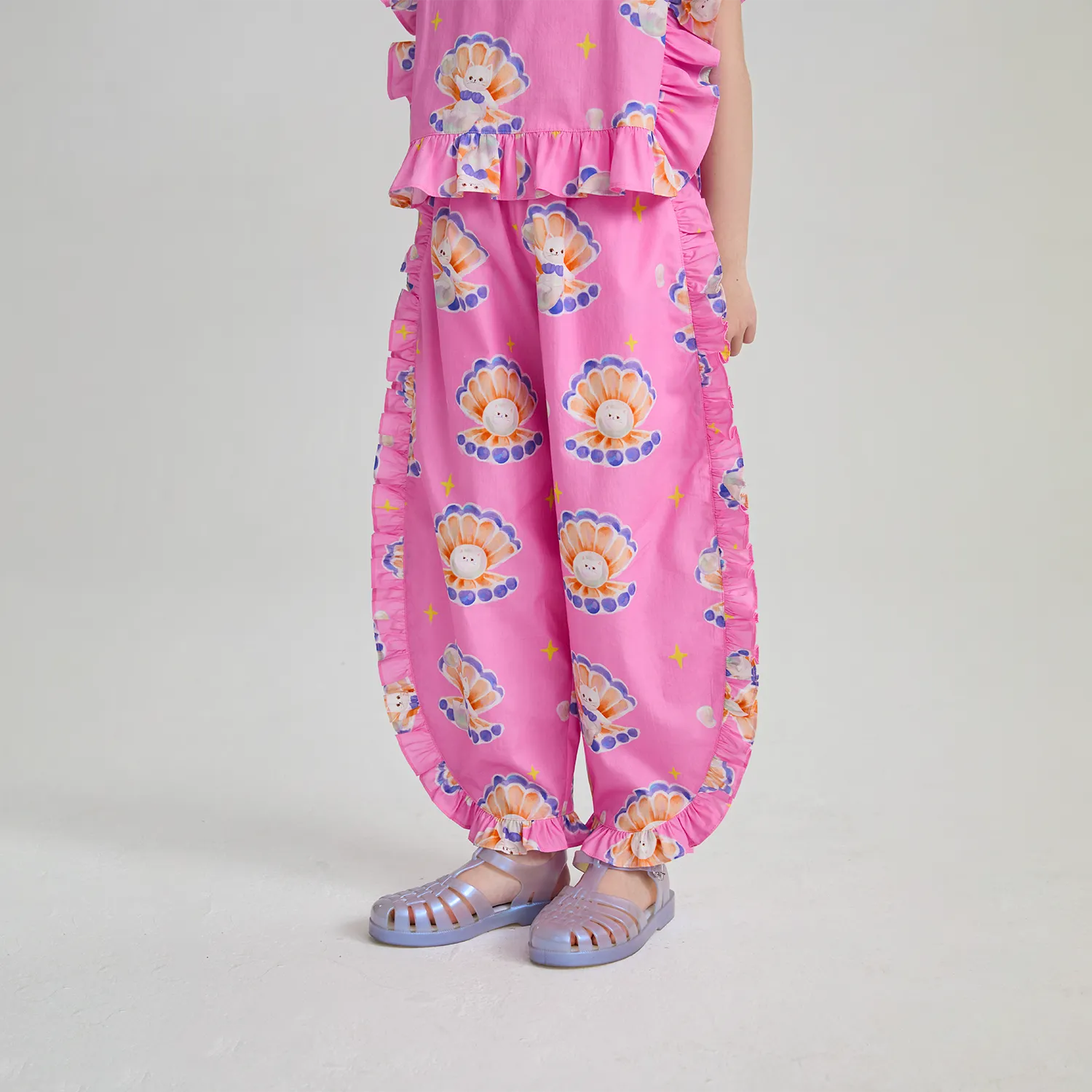 Poco Blush Pearl Cat Shell Print Pants