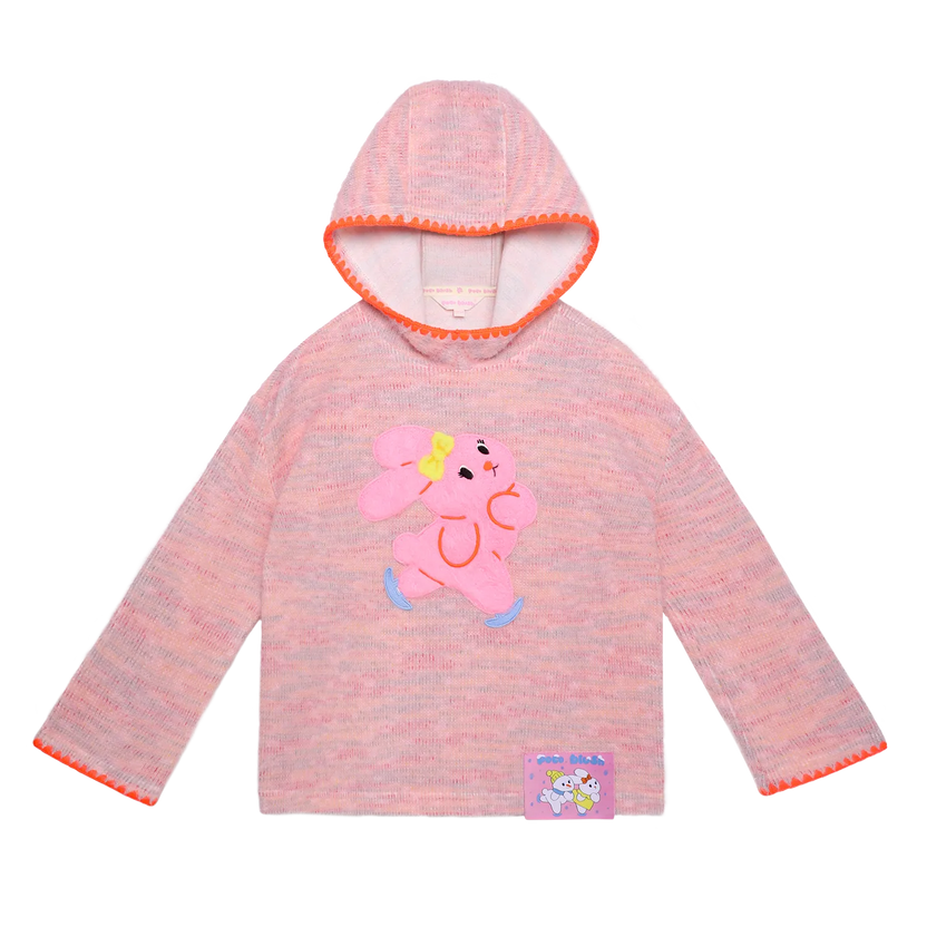 Ice Rink Snowman & Bunny Fuzzy Knit Hoodie by Poco Blush, image 3