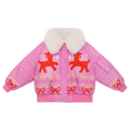 Poco Blush Little Sheep Chunky Knit Print Fleece Jacket