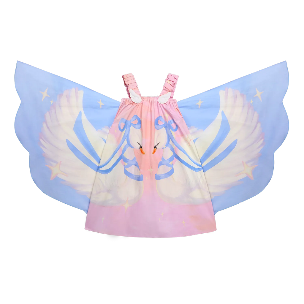 Poco Blush Swan Wing Art Print Dress