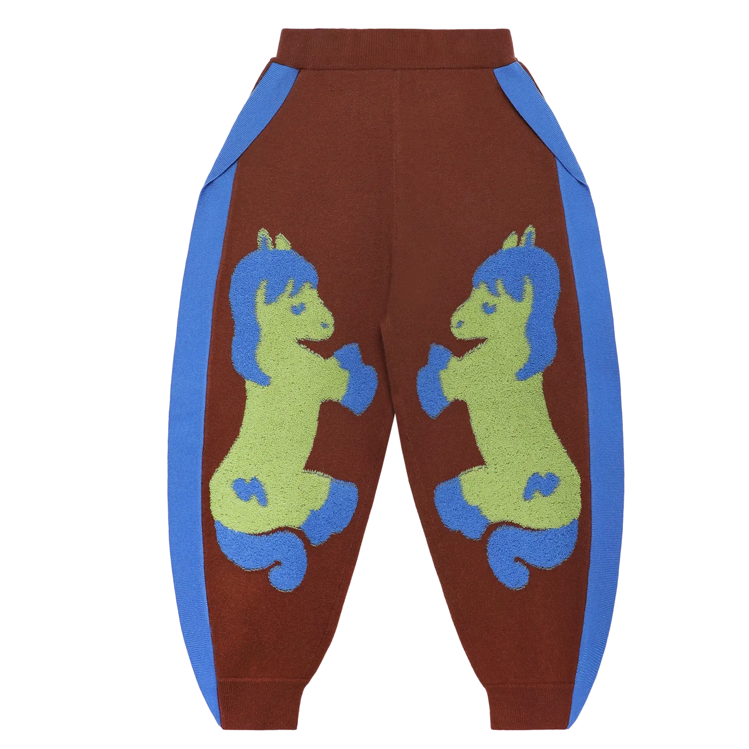 Poco Blush "The Year of Horse" Lunar New Year Knit Trousers with 3D Pony Brown