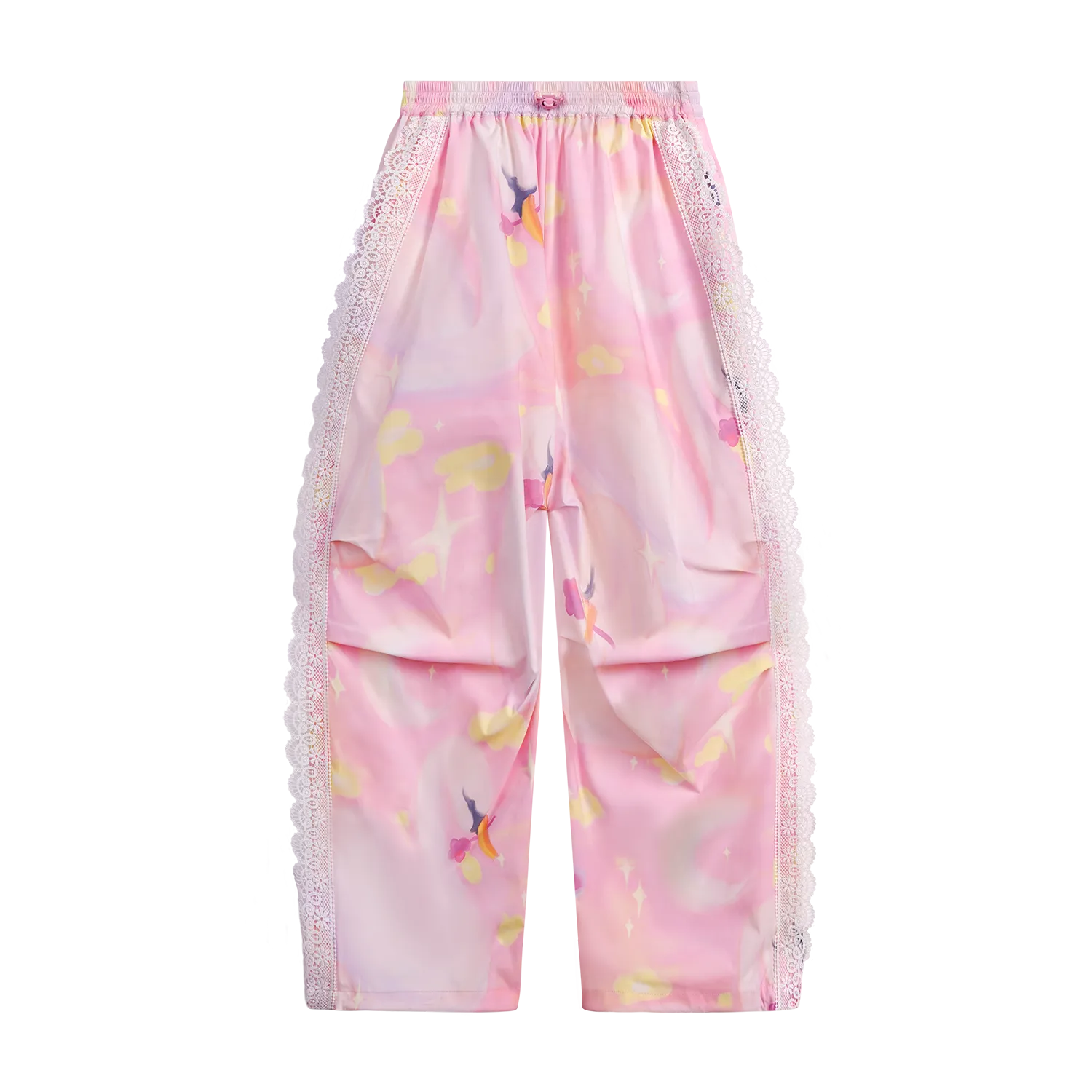 Poco Blush Swan Dream Parachute Pants with Lace Panels