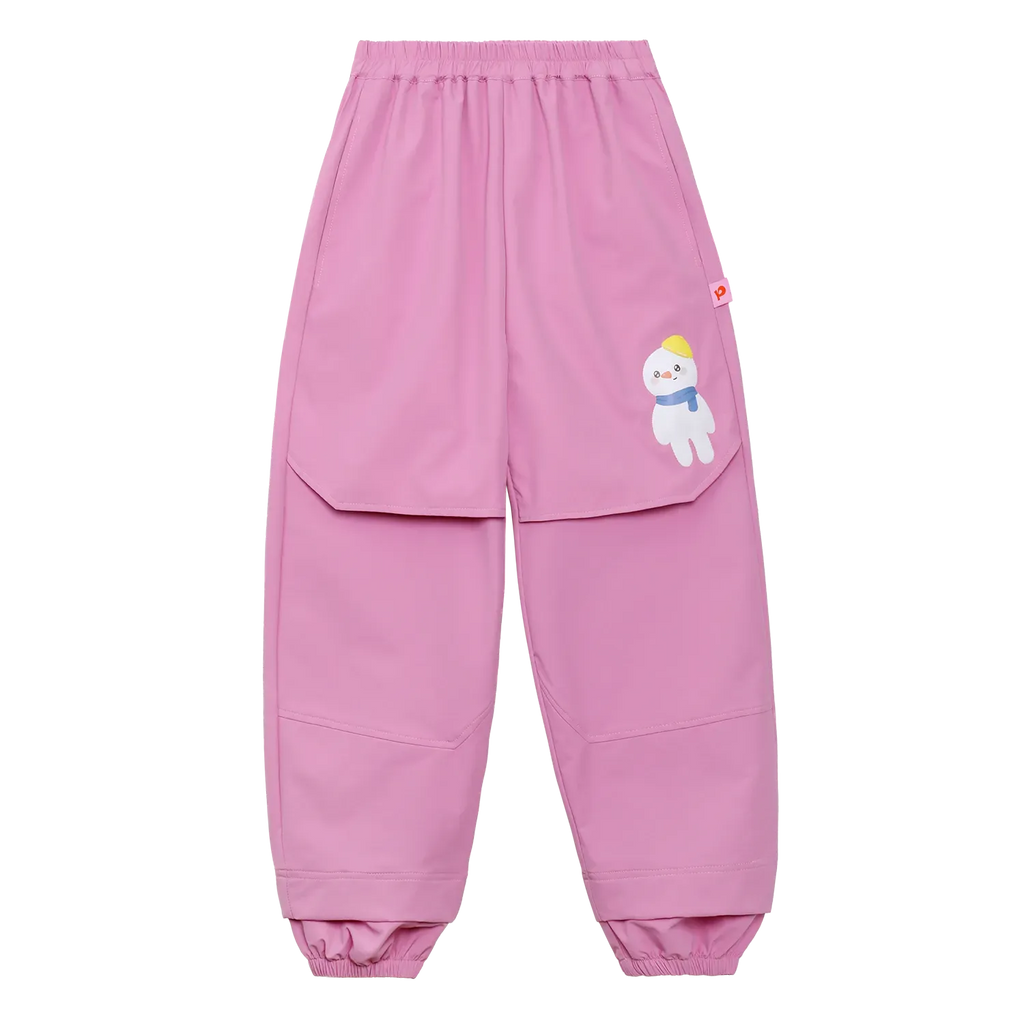 Poco Blush Dachshund & Snowman Functional Parachute Pants Pink