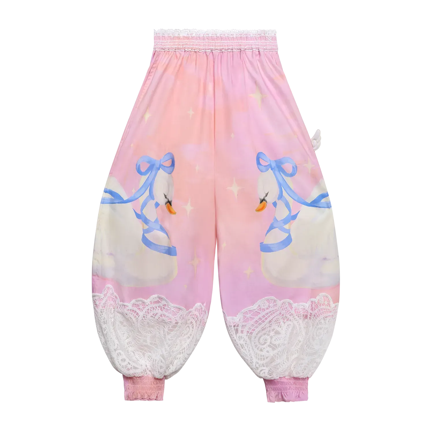 Poco Blush Swan Print Breezy Anti-Mosquito Pants Pink