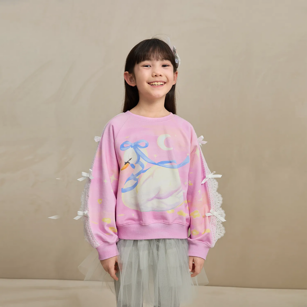 Poco Blush Swan Lace Dream Sweatshirt