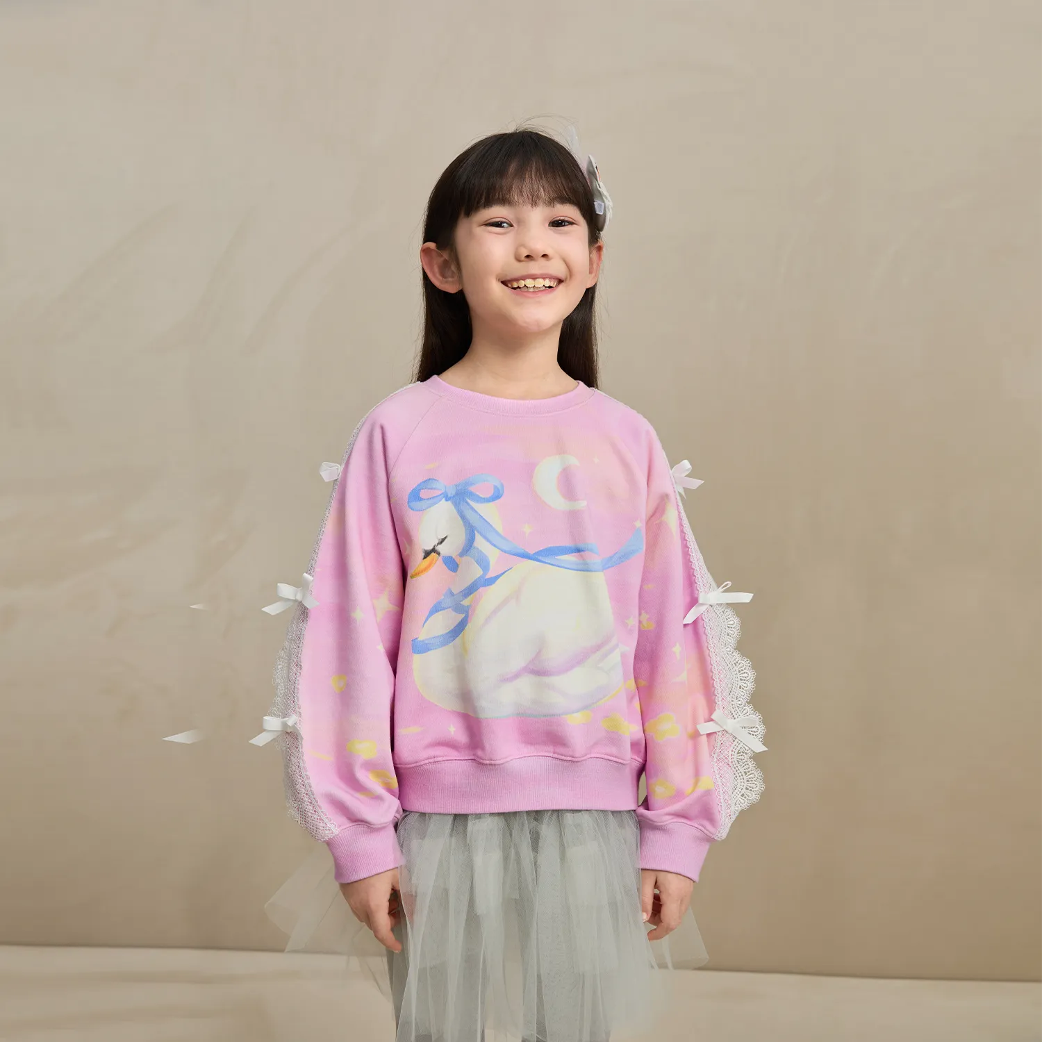 Poco Blush Swan Lace Dream Sweatshirt