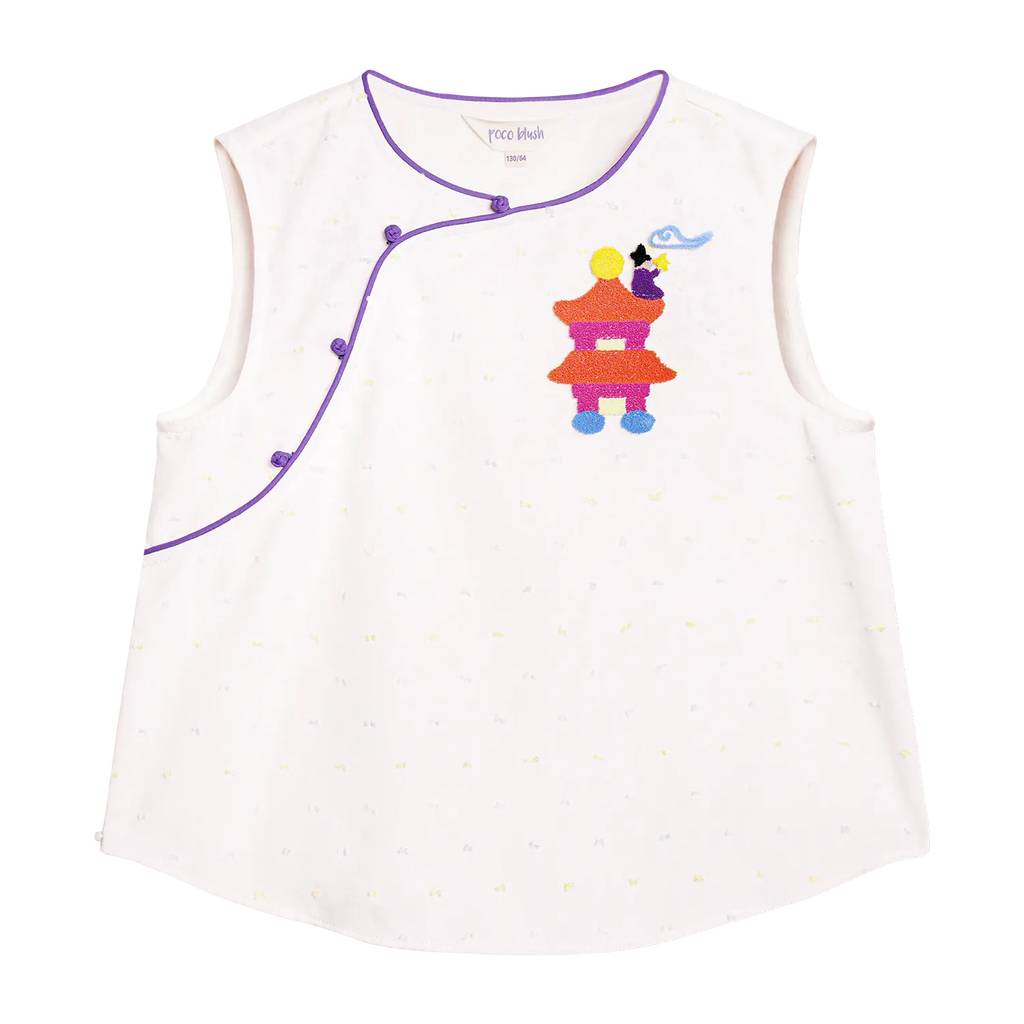 Poco Blush Chinese Style Moon-lit Temple Jacquard Top