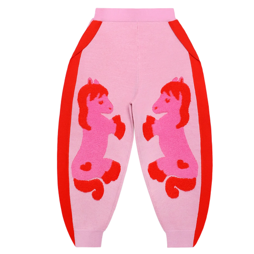 Poco Blush "The Year of Horse" Lunar New Year Knit Trousers with 3D Pony Pink