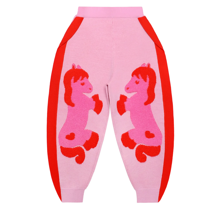 "The Year of Horse" Lunar New Year Knit Trousers with 3D Pony by Poco Blush
