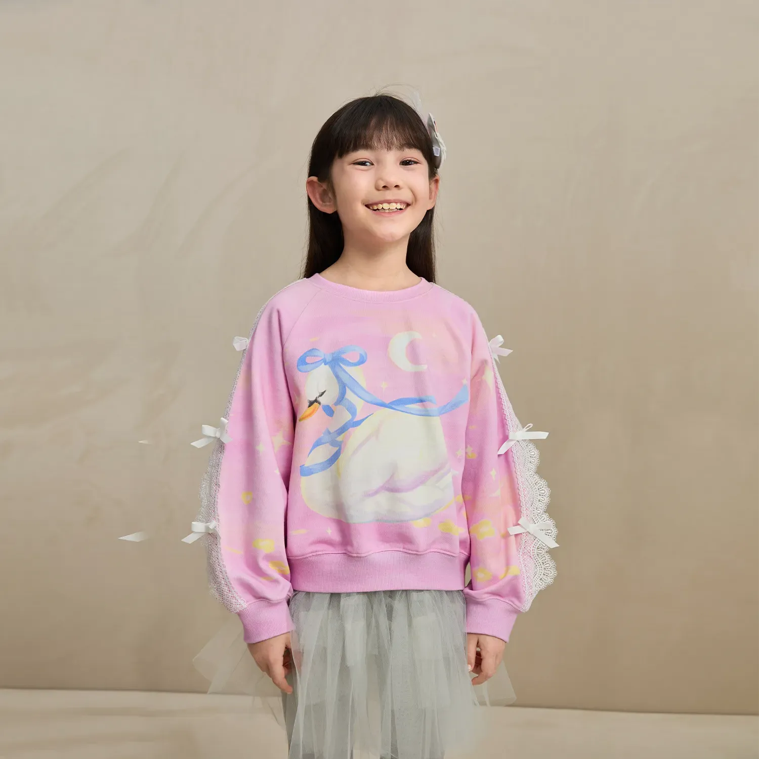 Poco Blush Swan Lace Dream Sweatshirt