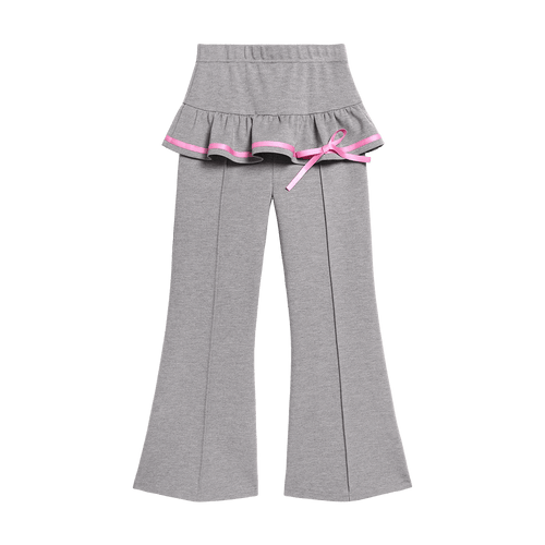 Poco Blush Ballet Flare Pants with Skirt Hem Grey