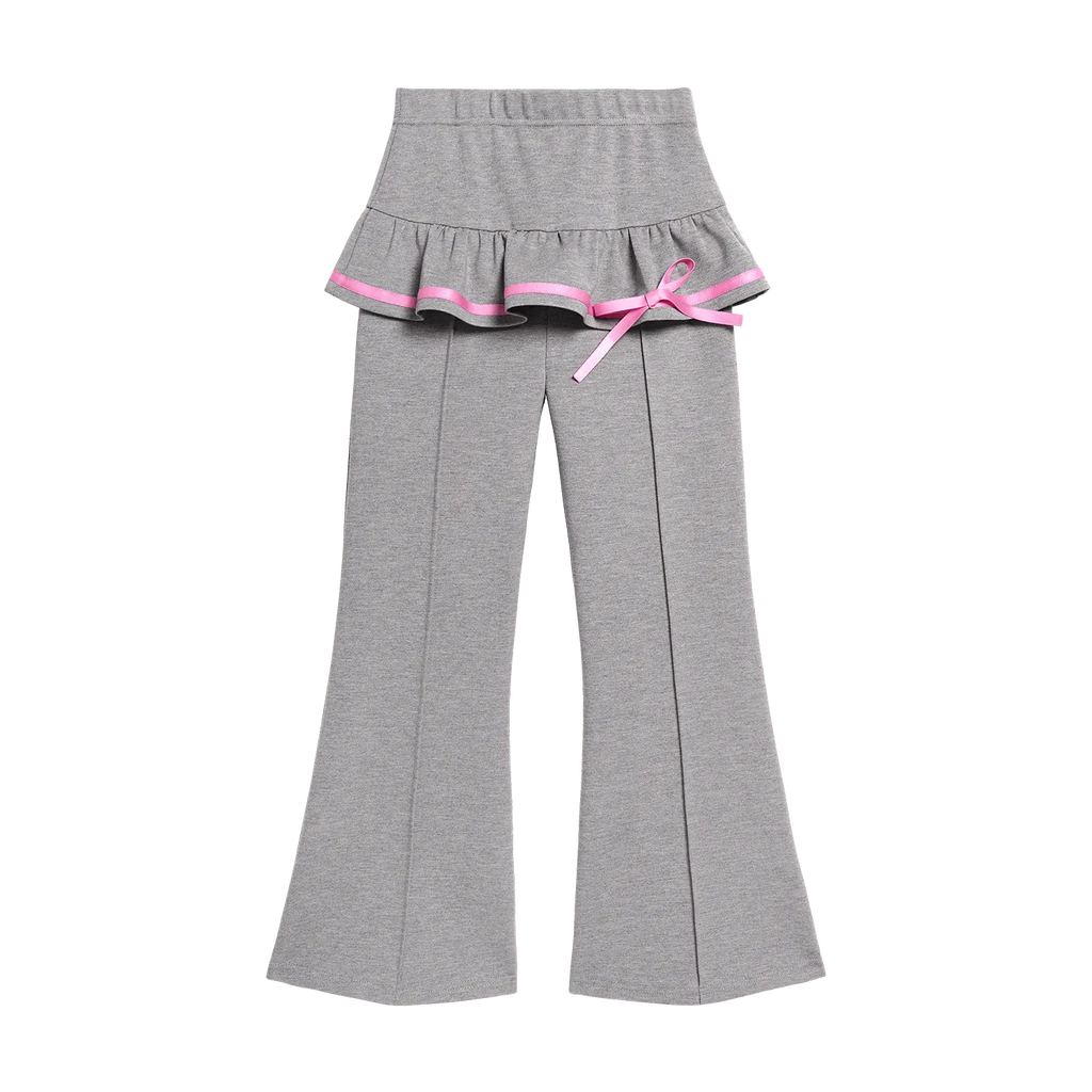 Poco Blush Ballet Flare Pants with Skirt Hem Grey