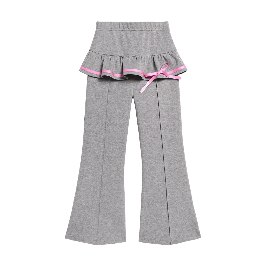 Poco Blush Ballet Flare Pants with Skirt Hem Grey