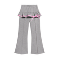 Poco Blush Ballet Flare Pants with Skirt Hem Grey