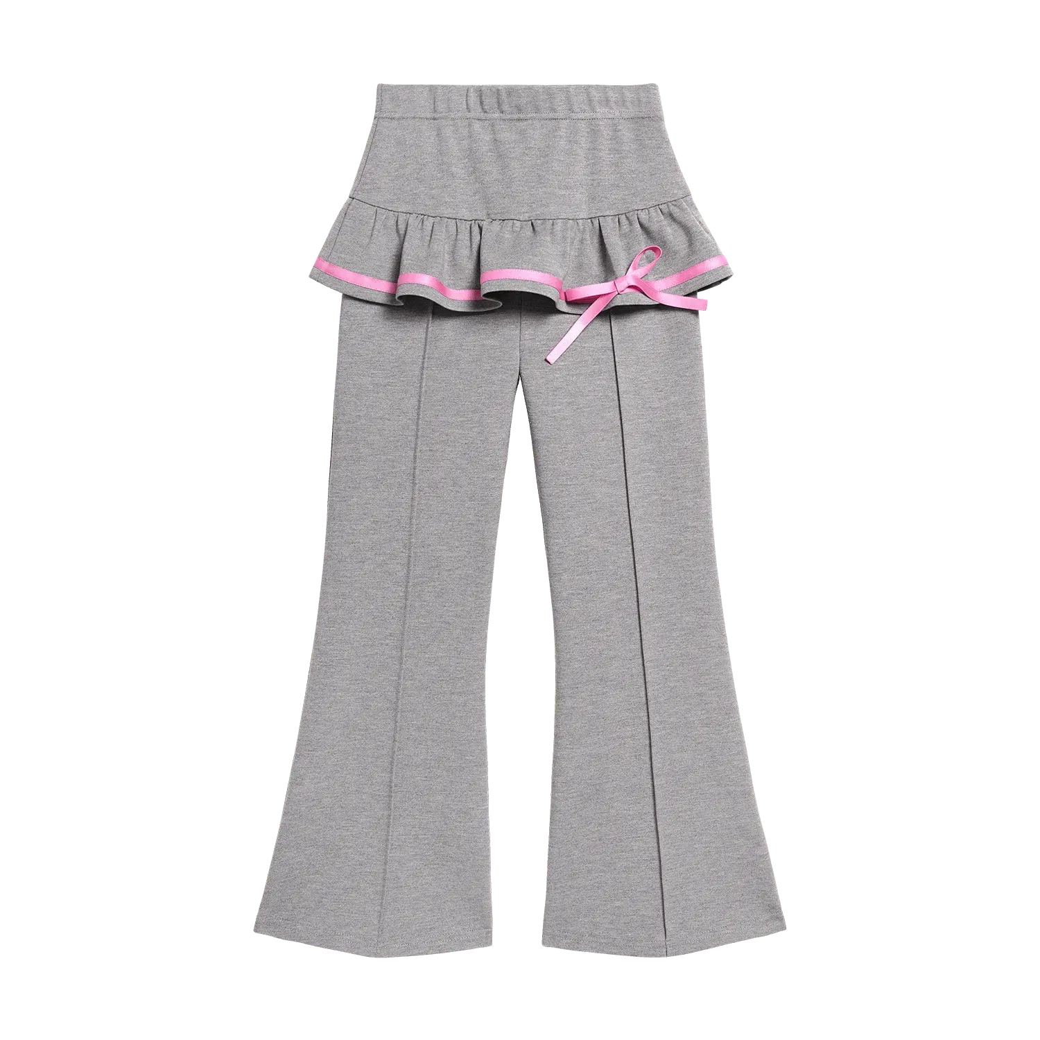 Poco Blush Ballet Flare Pants with Skirt Hem Grey