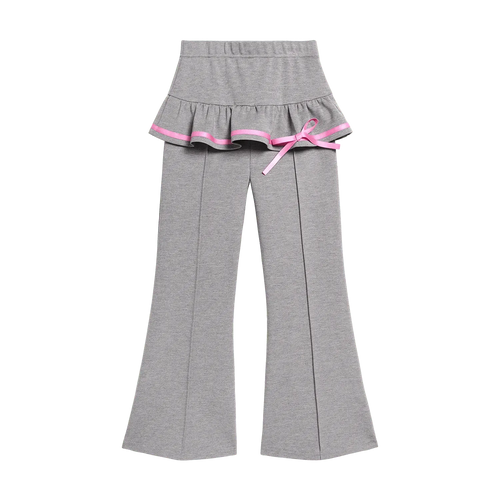 Poco Blush Ballet Flare Pants with Skirt Hem Grey