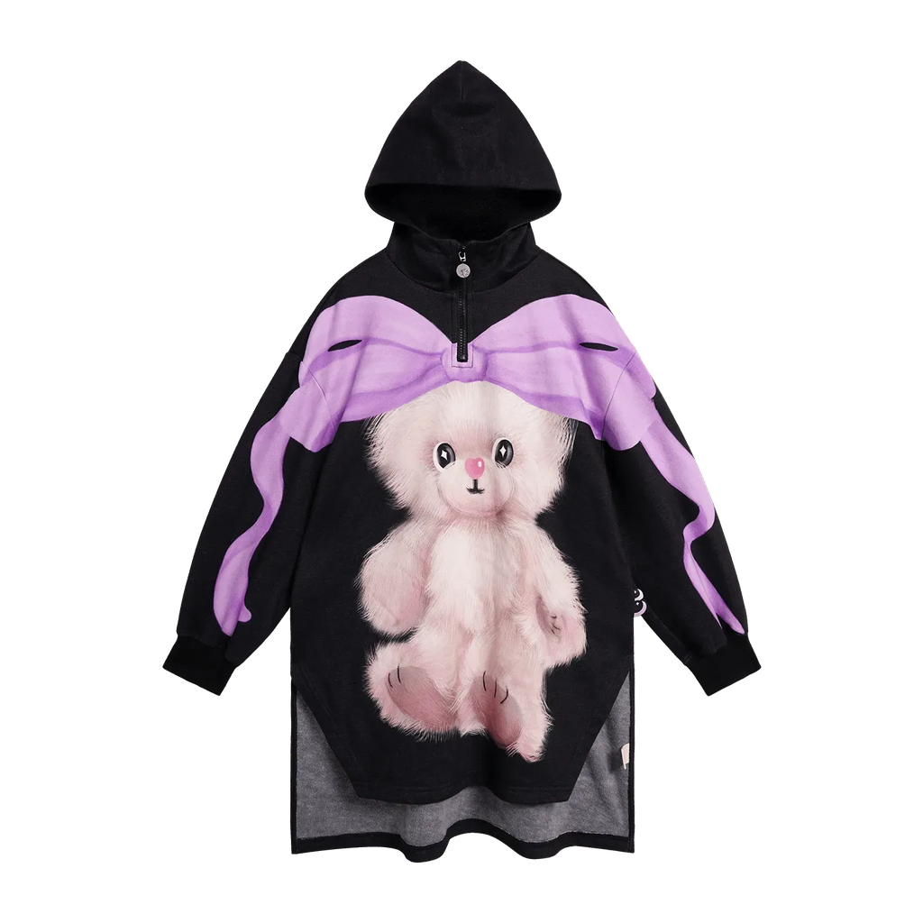 Poco Blush Ribbon Bear Cape Hoodie Black