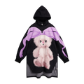 Poco Blush Ribbon Bear Cape Hoodie Black