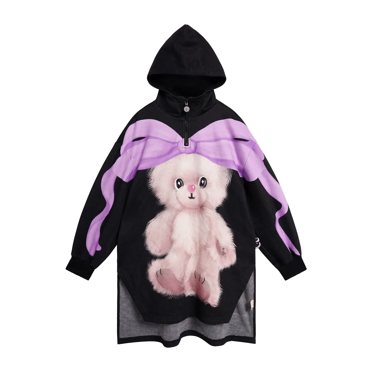 Poco Blush Ribbon Bear Cape Hoodie Black