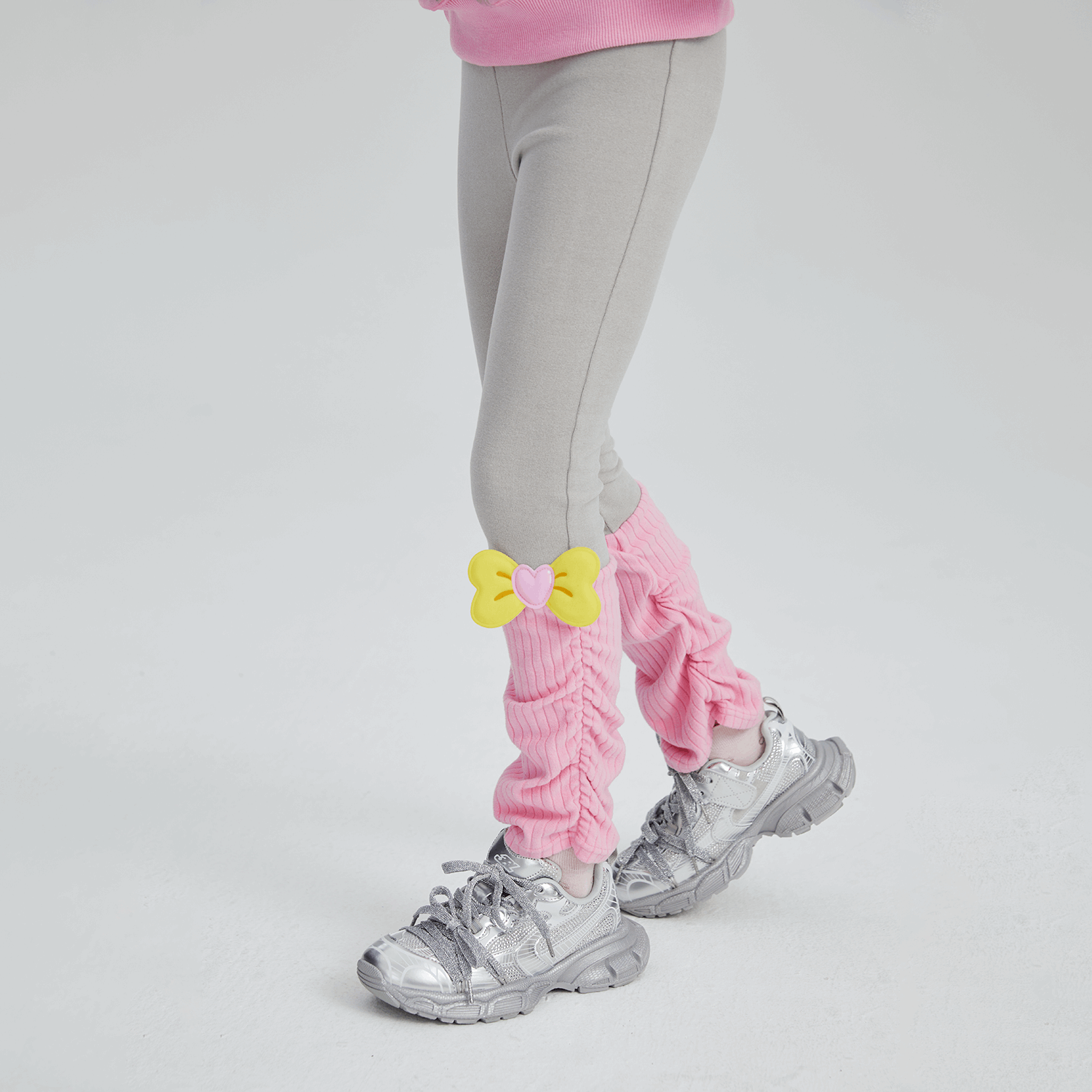 Poco Blush Bow-Cuff Fleece Leggings