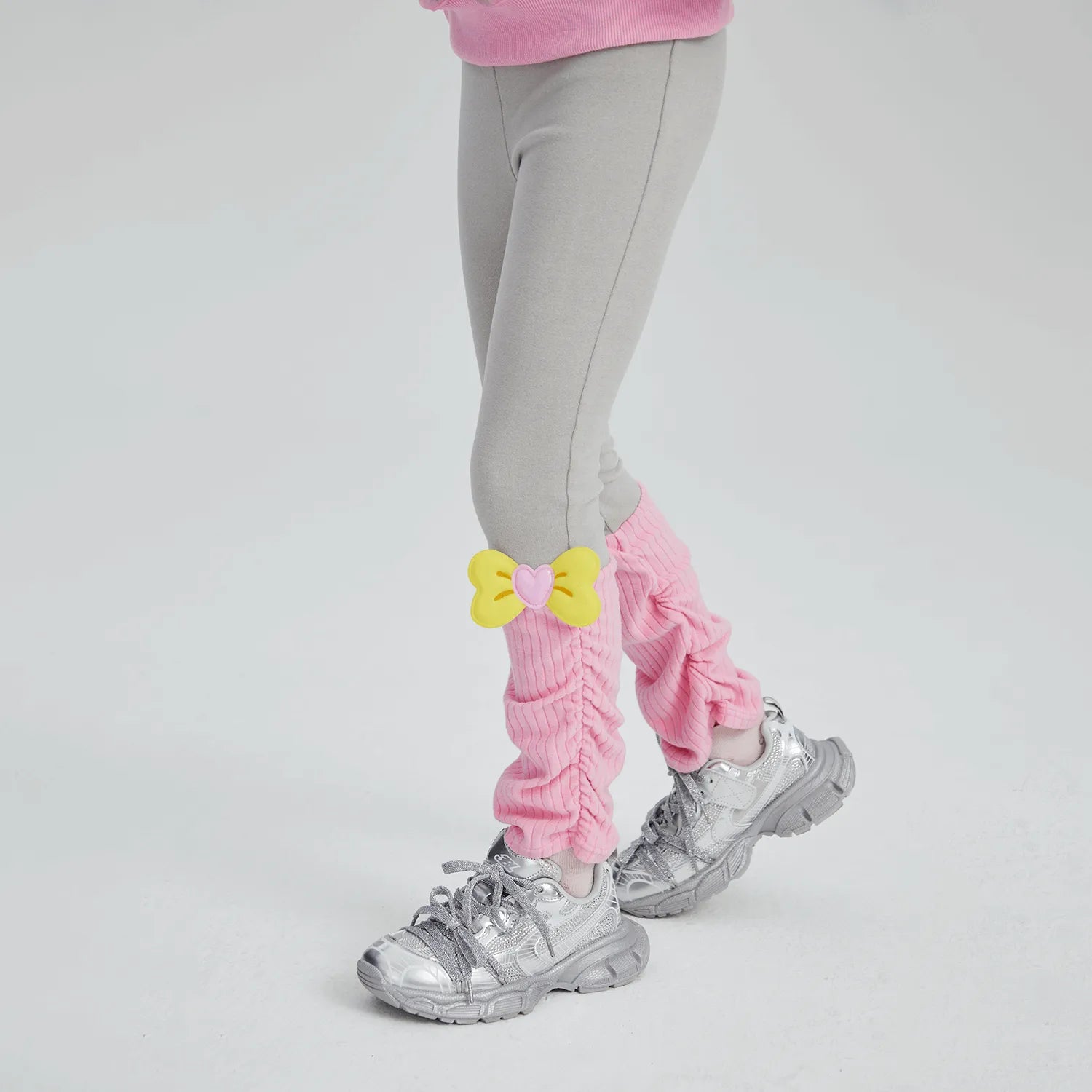Poco Blush Bow-Cuff Fleece Leggings