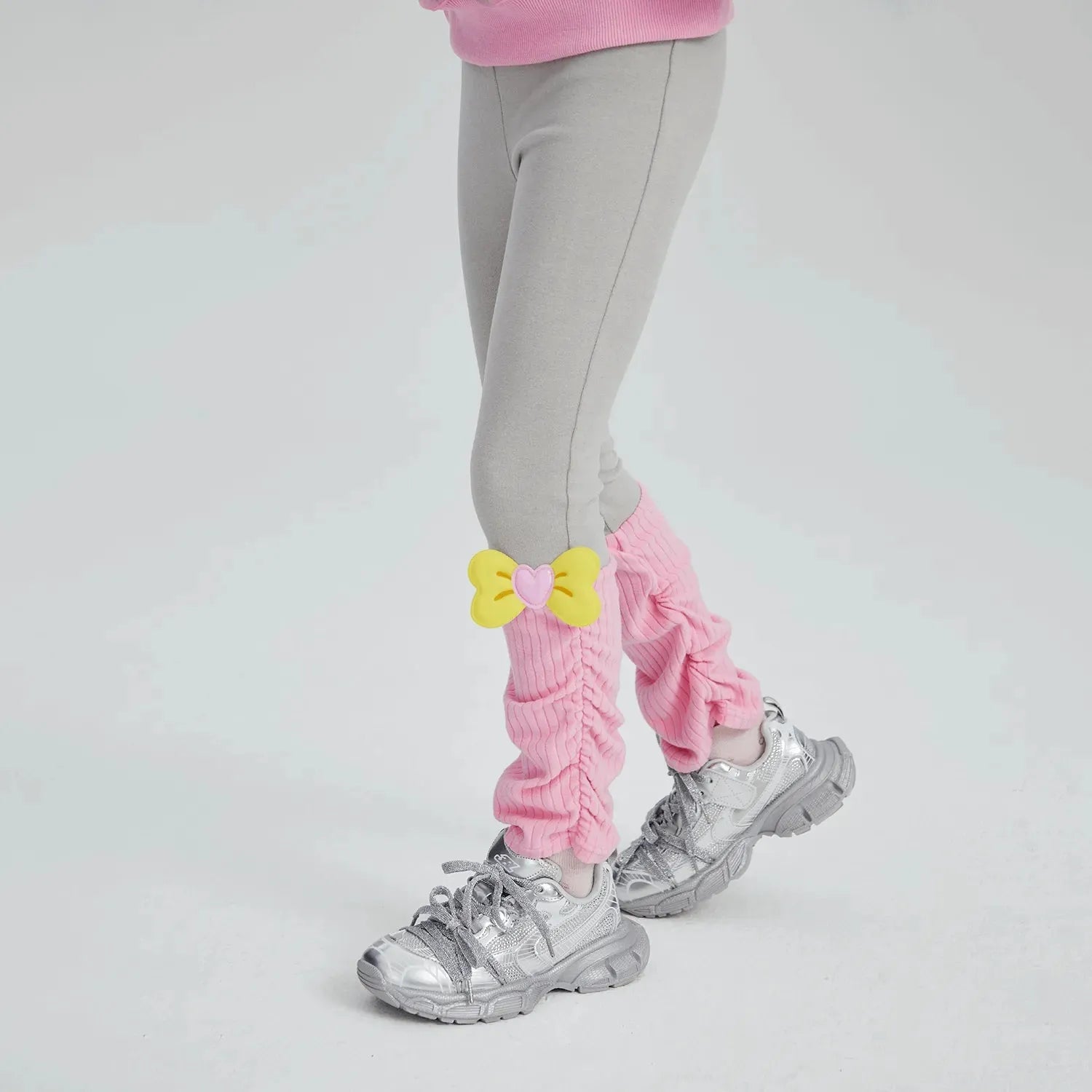 Poco Blush Bow-Cuff Fleece Leggings