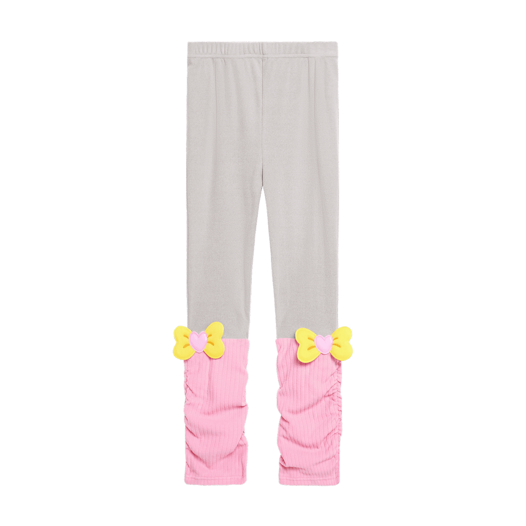 Poco Blush Bow-Cuff Fleece Leggings Pink