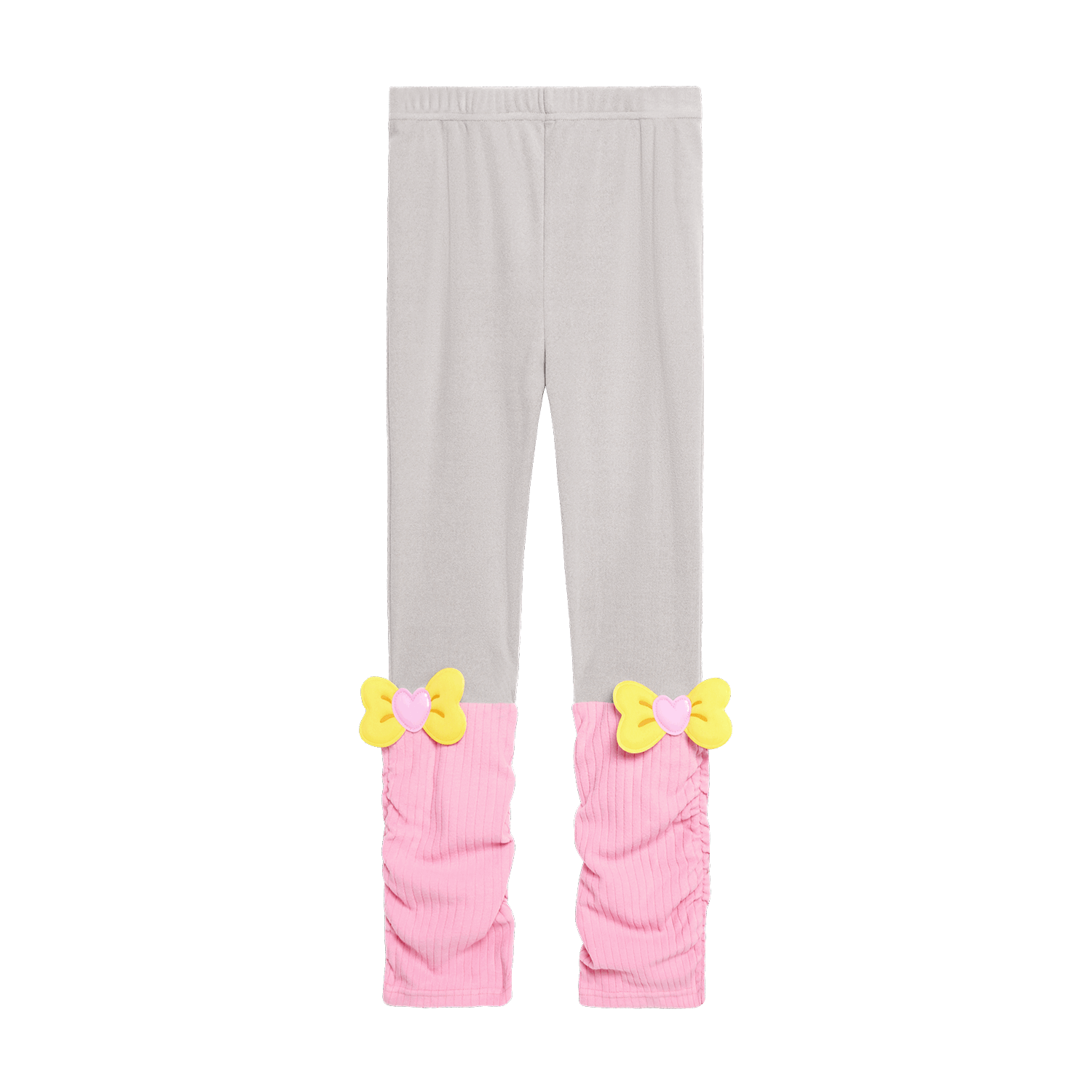Poco Blush Bow-Cuff Fleece Leggings Pink