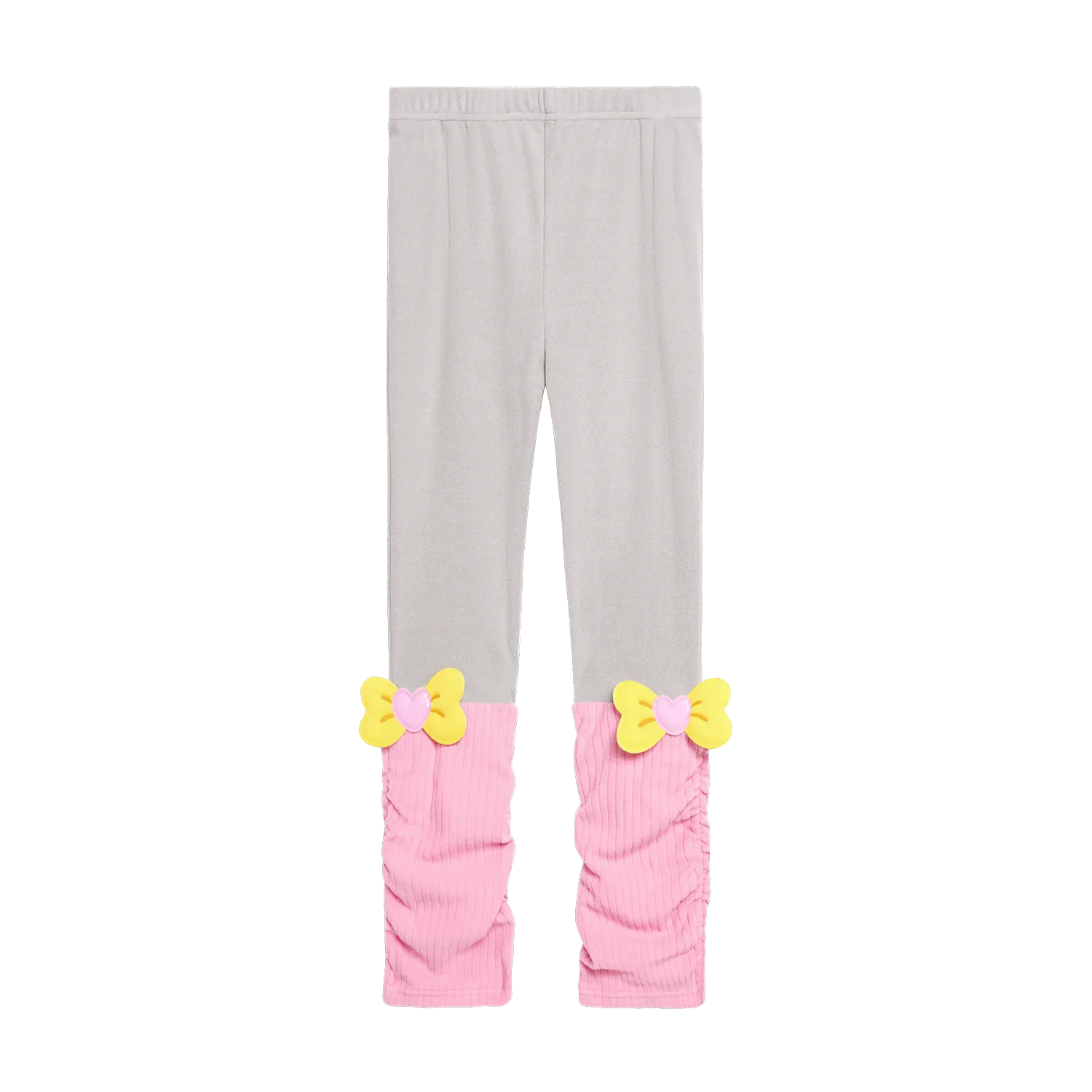 Poco Blush Bow-Cuff Fleece Leggings Pink