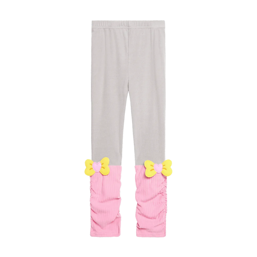Poco Blush Bow-Cuff Fleece Leggings Pink