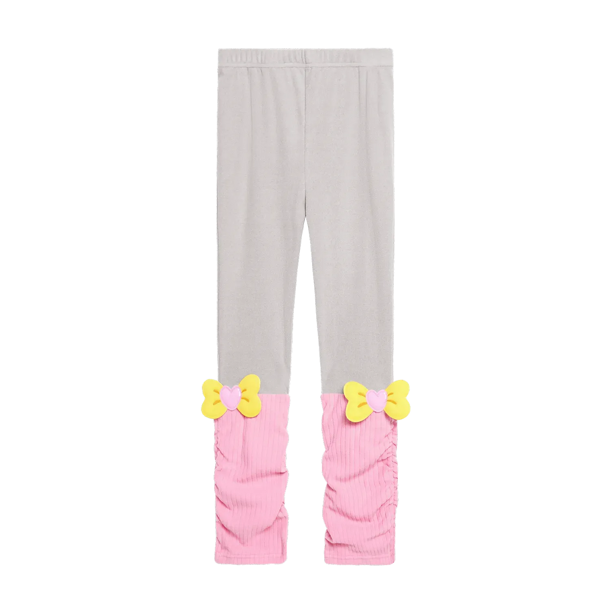 Poco Blush Bow-Cuff Fleece Leggings Pink