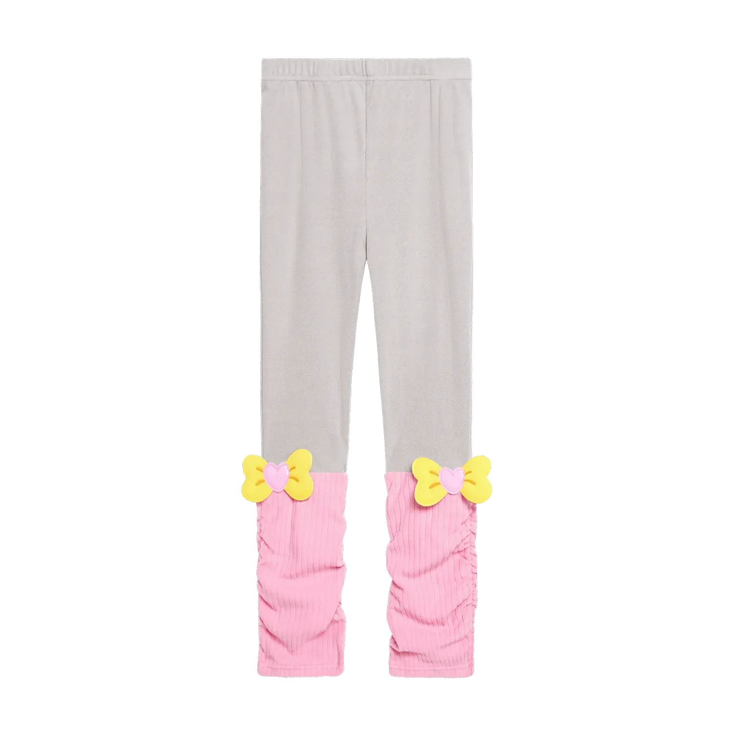 Poco Blush Bow-Cuff Fleece Leggings Pink