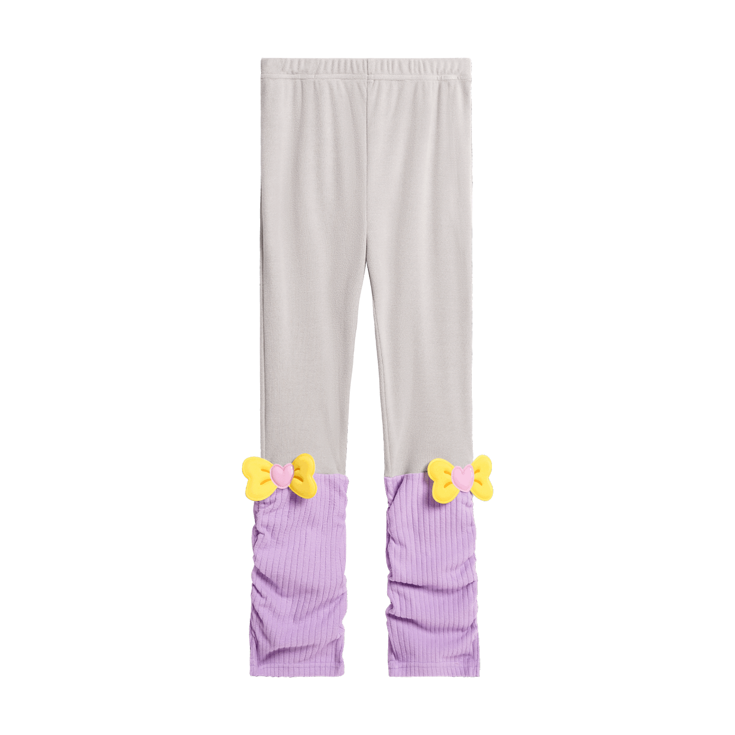 Poco Blush Bow-Cuff Fleece Leggings Purple