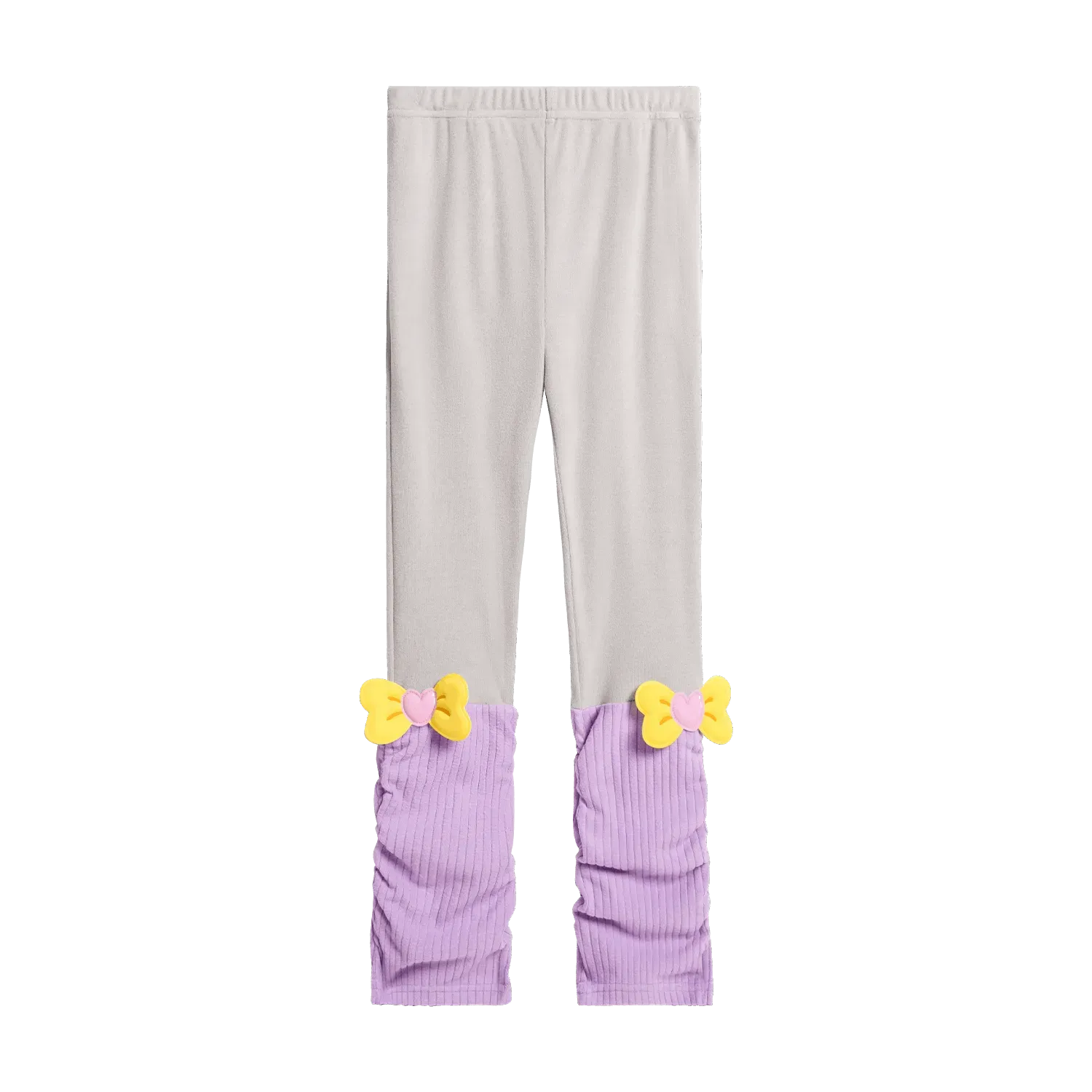 Poco Blush Bow-Cuff Fleece Leggings Purple