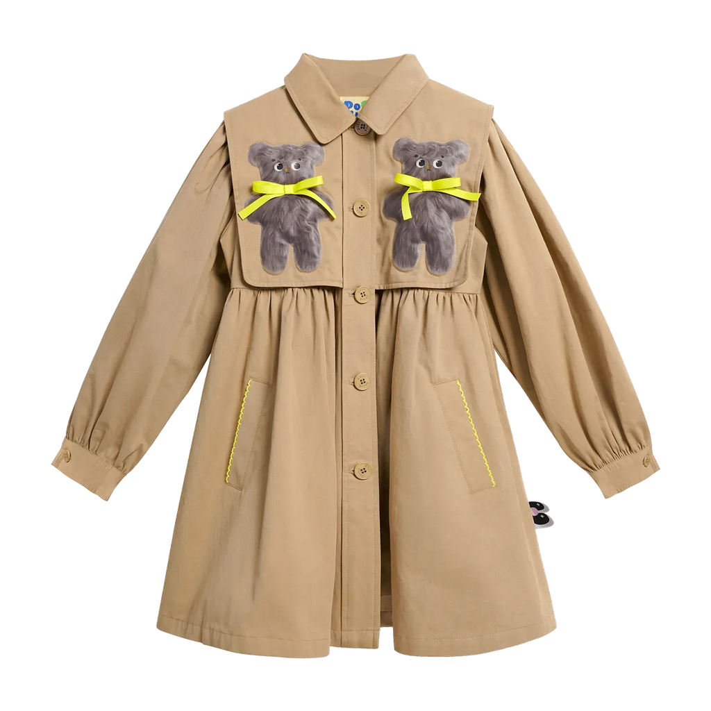 Poco Blush Ribbon Bear Trench Coat