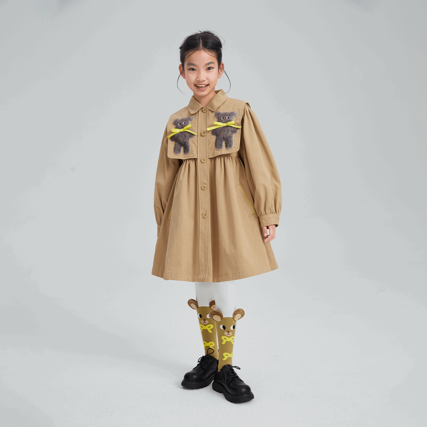 Poco Blush Ribbon Bear Trench Coat