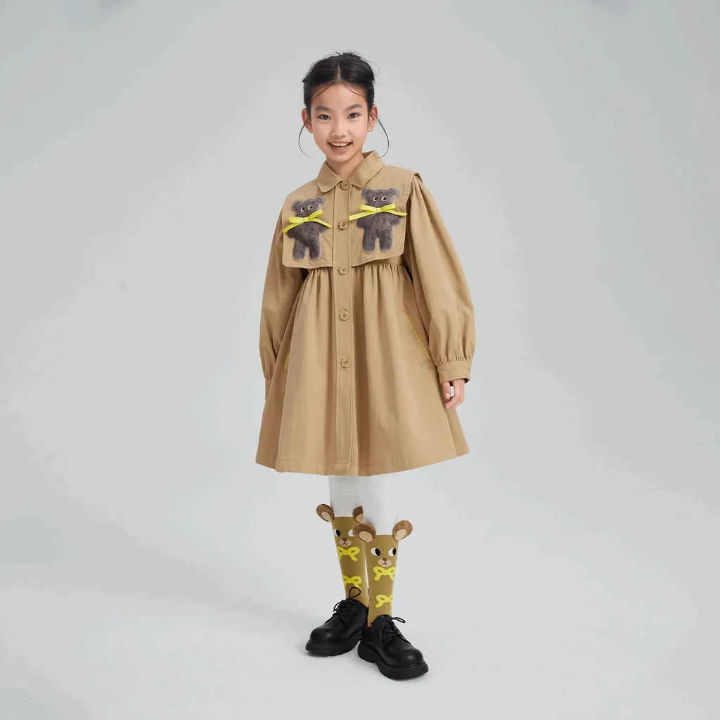 Poco Blush Ribbon Bear Trench Coat