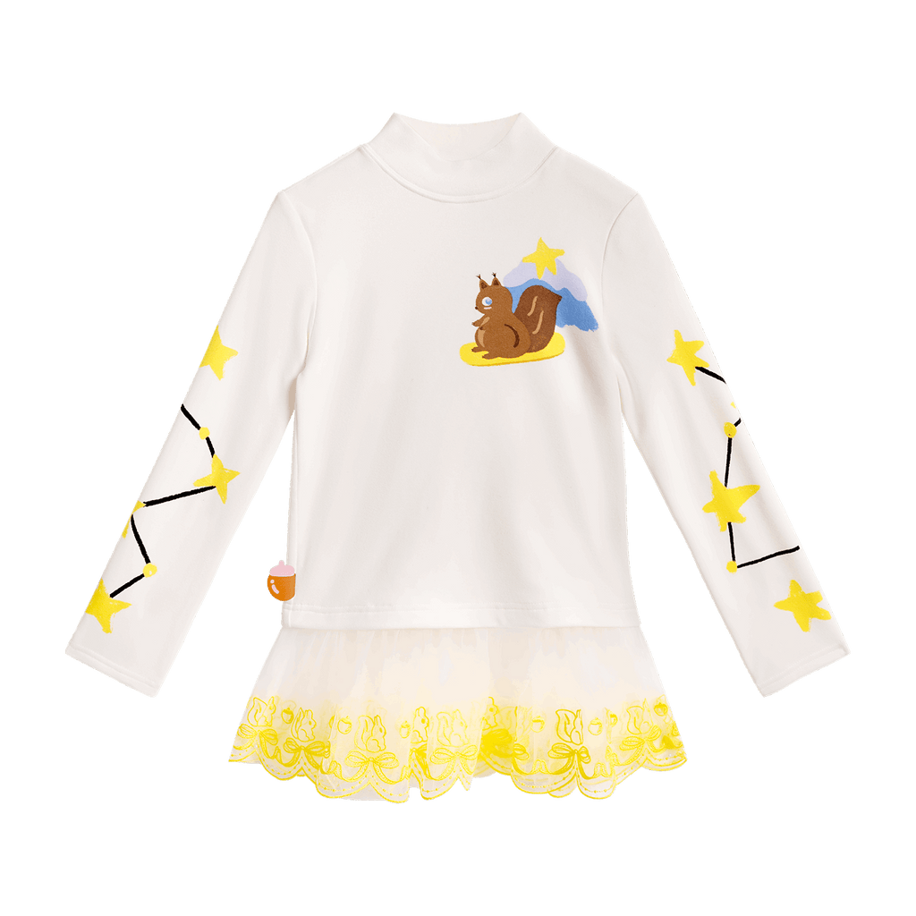 Poco Blush Squirrel Mesh Bubble-Hem Top
