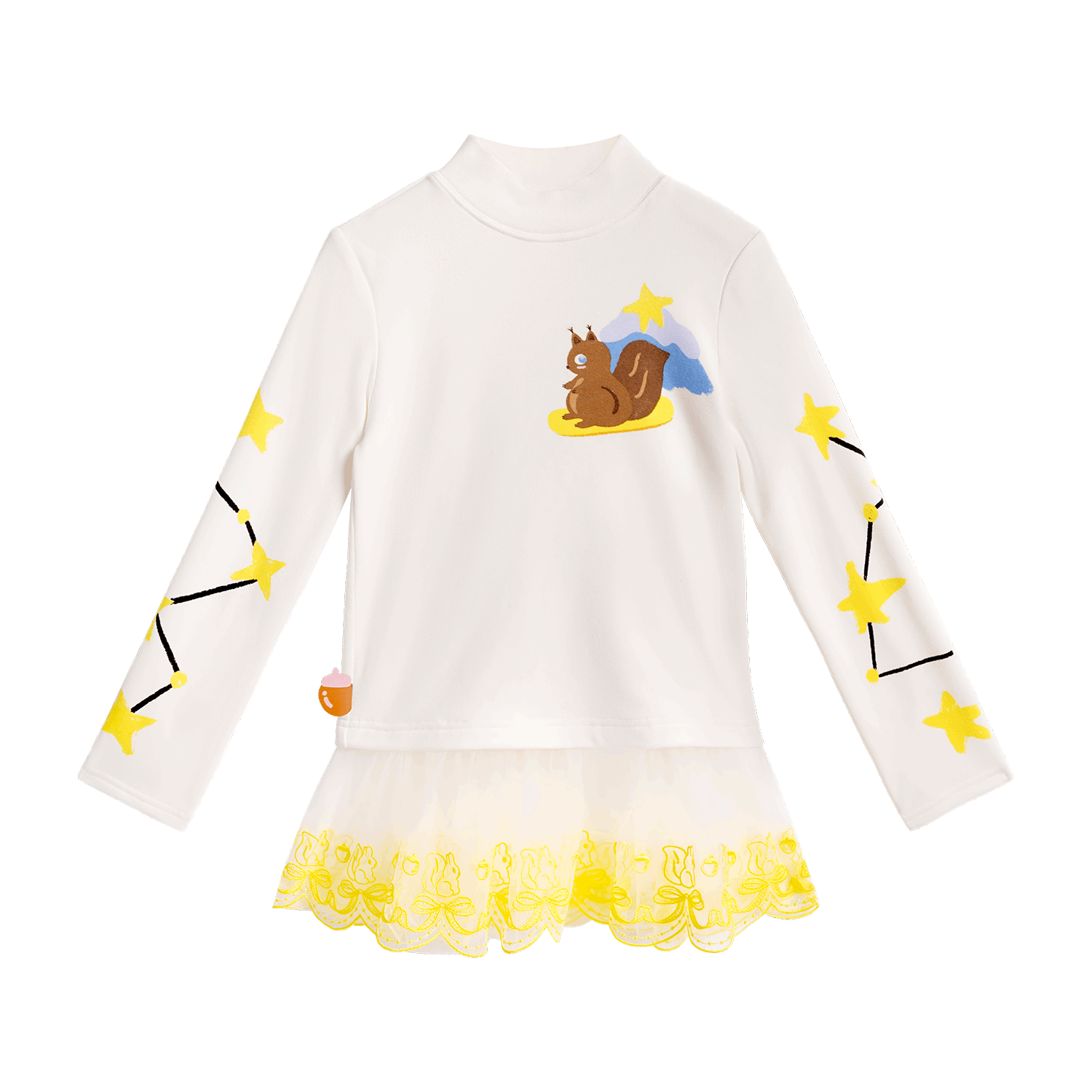 Poco Blush Squirrel Mesh Bubble-Hem Top