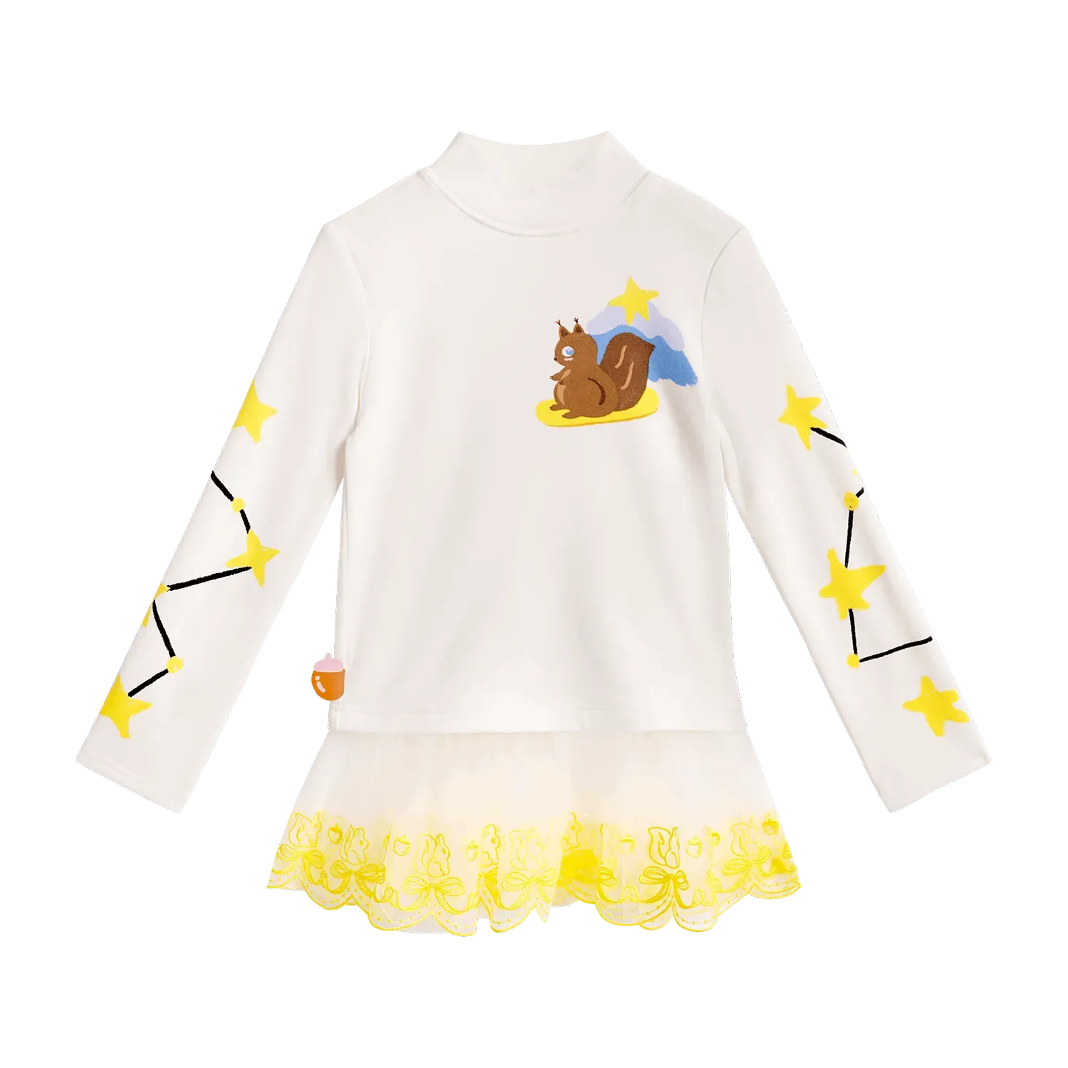 Poco Blush Squirrel Mesh Bubble-Hem Top