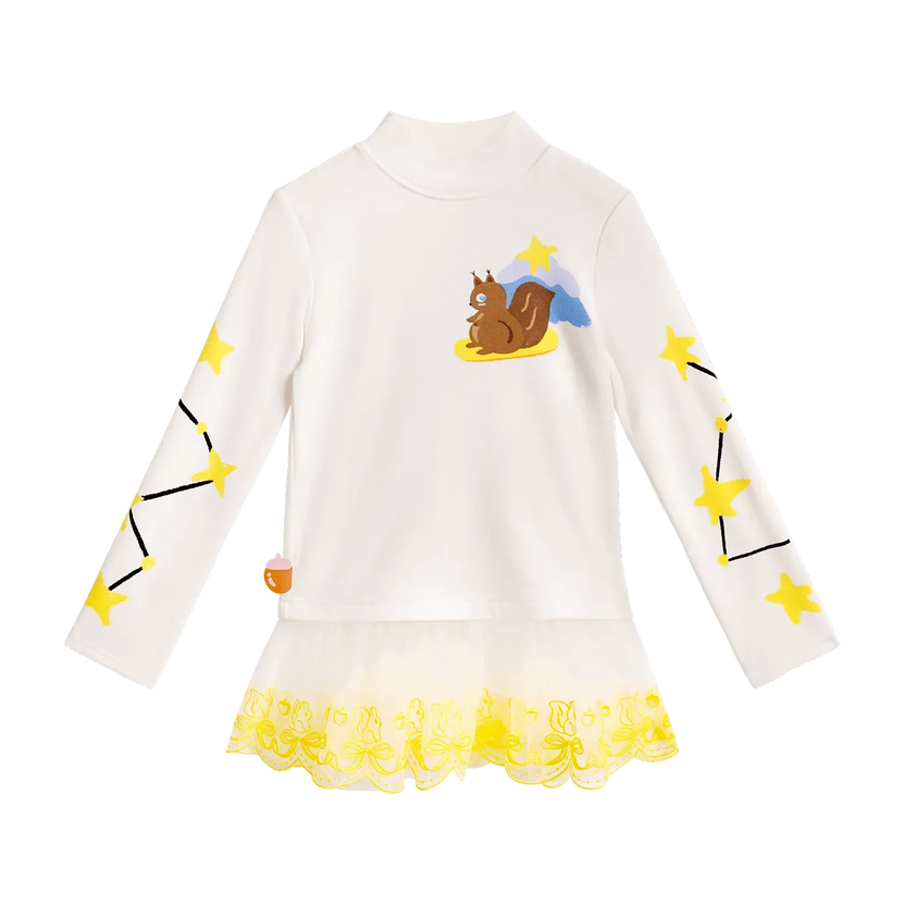 Squirrel Mesh Bubble-Hem Top by Poco Blush