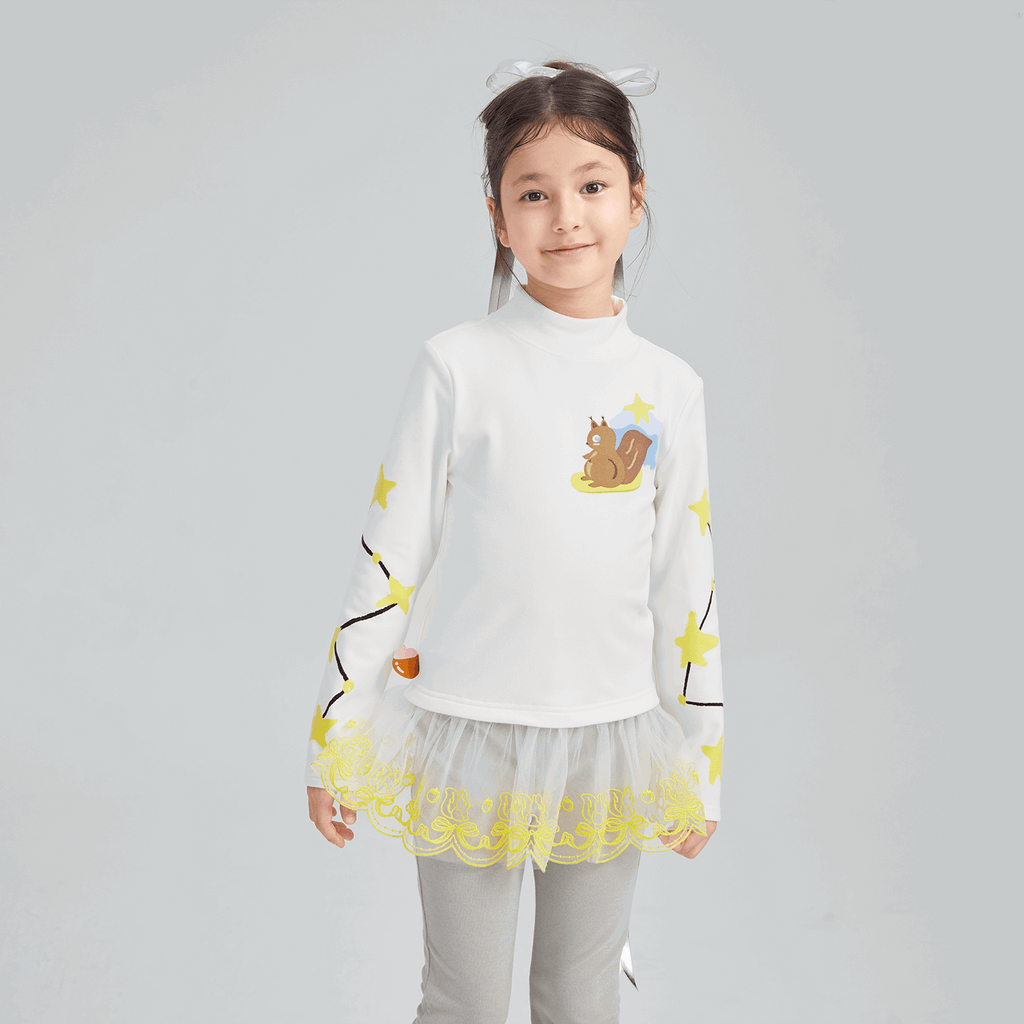 Poco Blush Squirrel Mesh Bubble-Hem Top