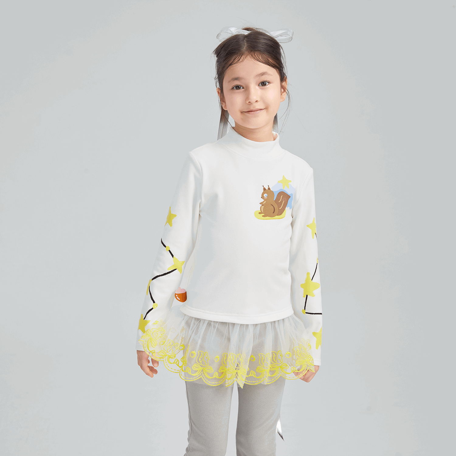 Poco Blush Squirrel Mesh Bubble-Hem Top