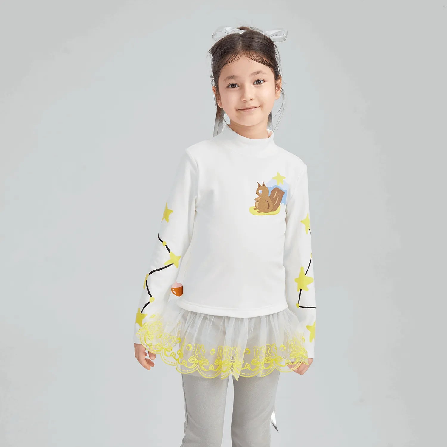 Poco Blush Squirrel Mesh Bubble-Hem Top