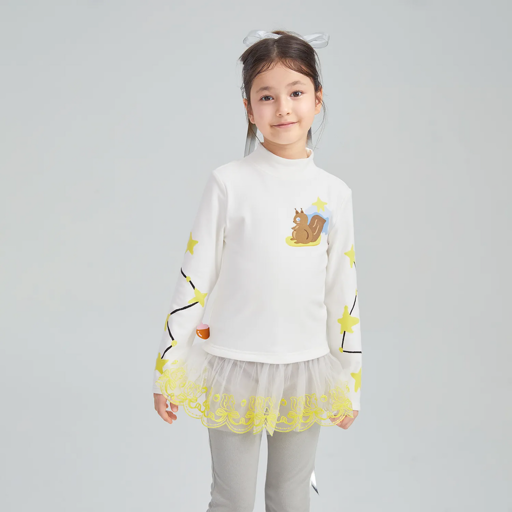 Poco Blush Squirrel Mesh Bubble-Hem Top