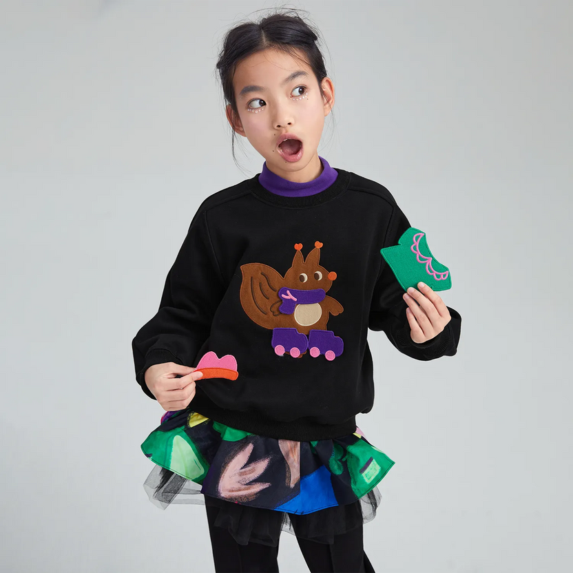 Magic Patch Squirrel Fleece Sweatshirt by Poco Blush, image 4