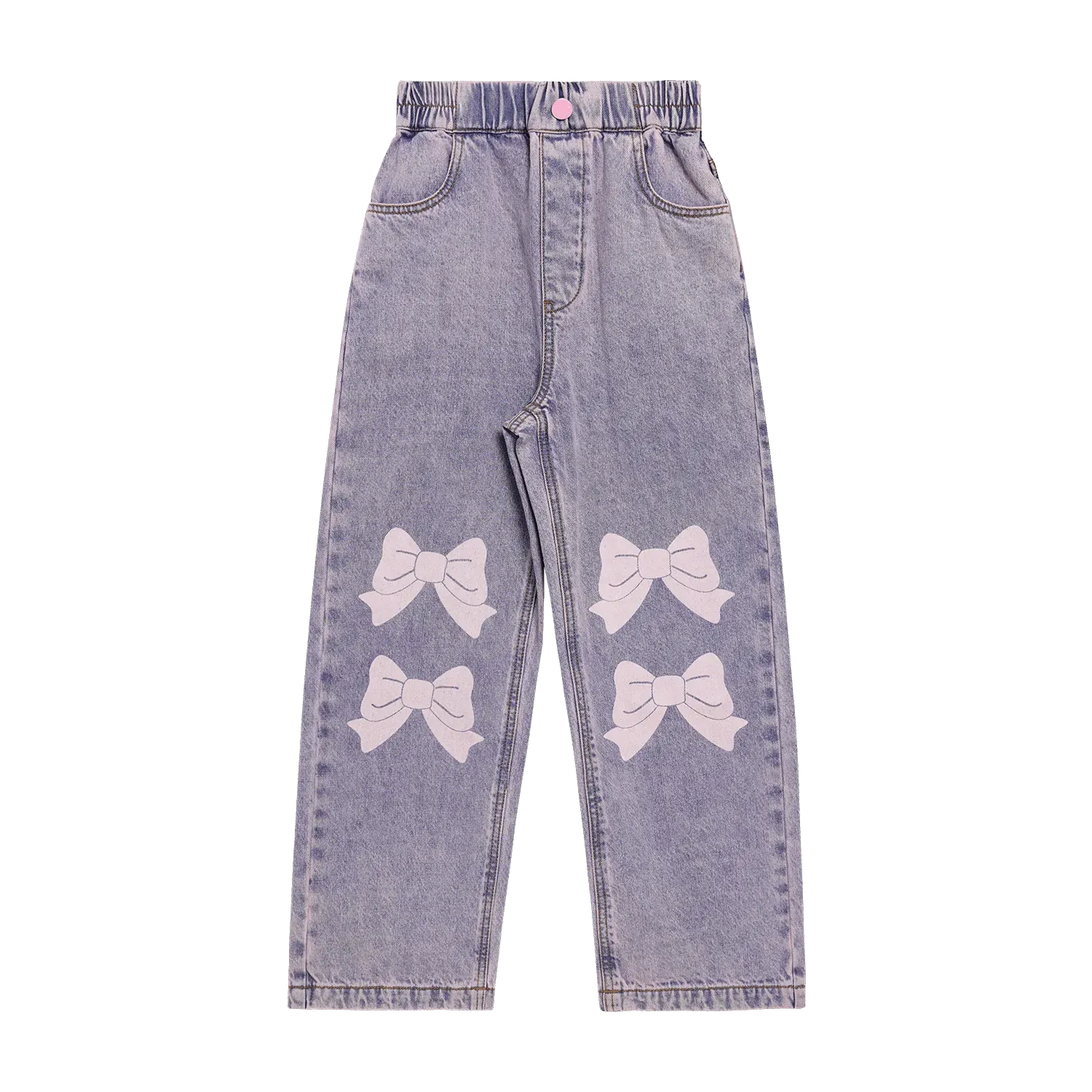 Poco Blush Butterfly Dream Fleece-Lined Stretch Denim Jeans