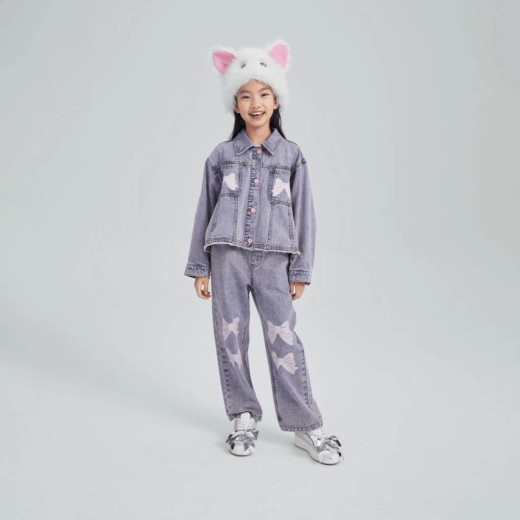 Poco Blush Butterfly Dream Fleece-Lined Stretch Denim Jeans